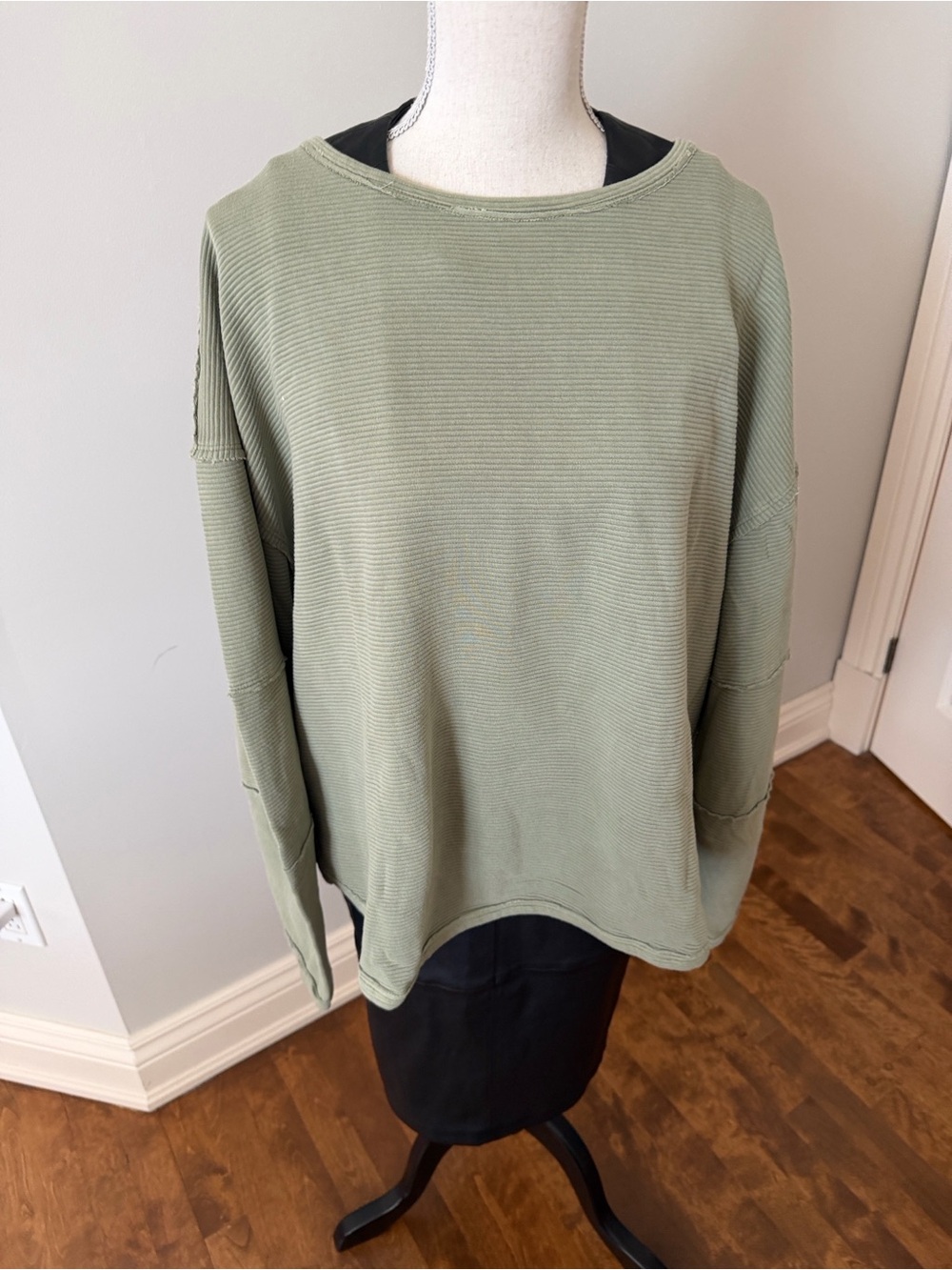 NWT We The Free Olive Green Ribbed Crewneck Sweater